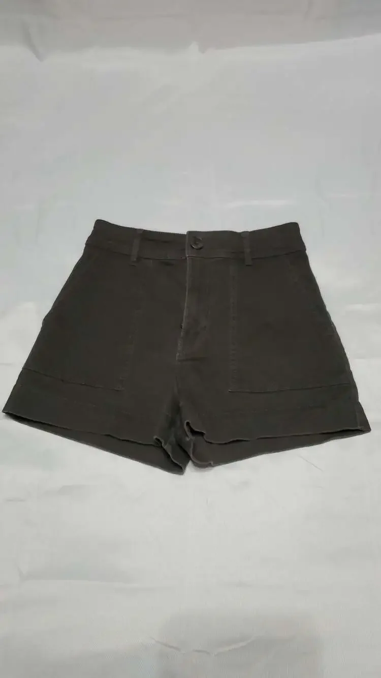 H&M High Waisted Utility Shorts Dark Olive Green Size 2 - Picture 1 of 4